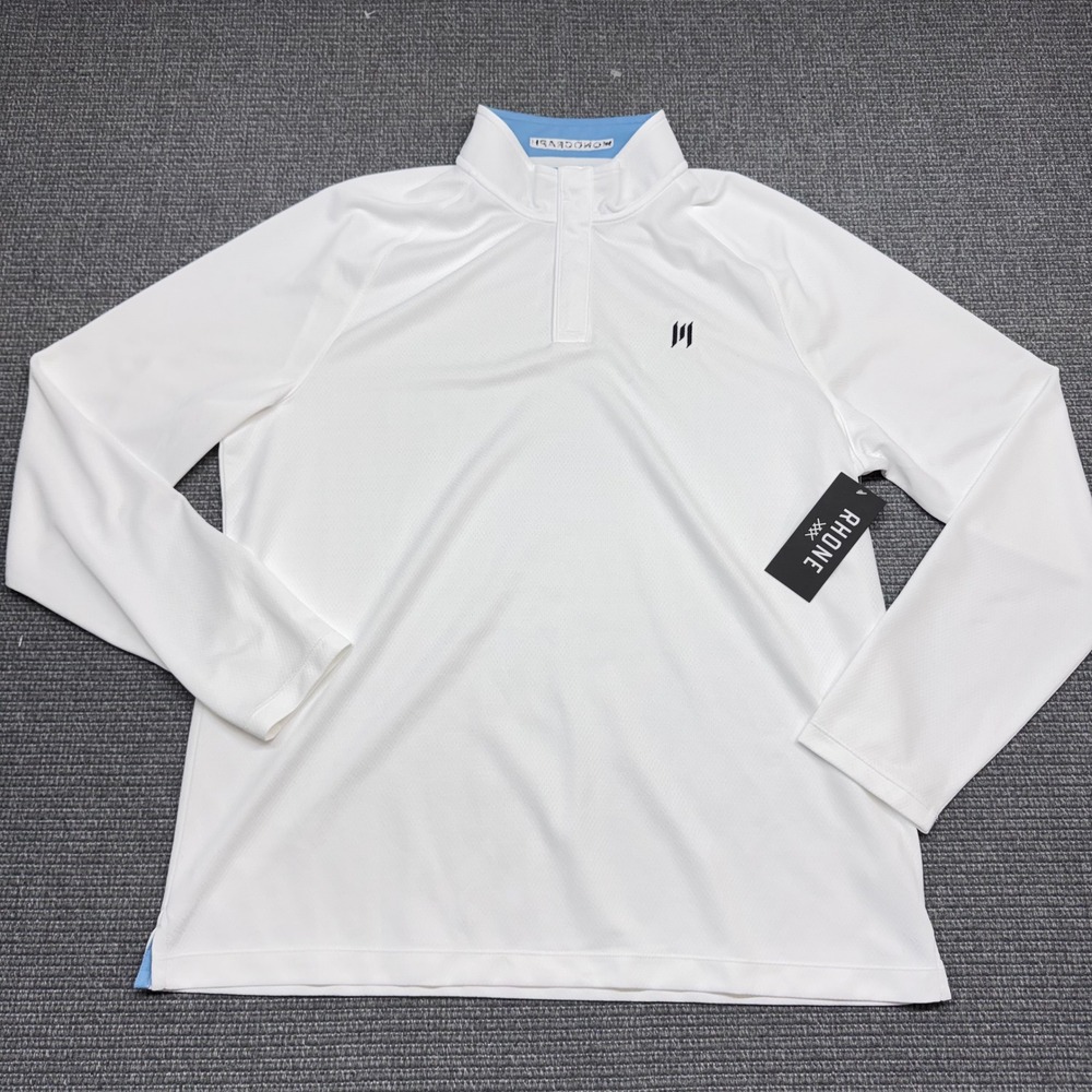 Rhone Clubhouse Pullover Mens L Bright White Long Sleeve Golf Shirt 101628-101-L
